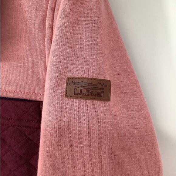 LL Bean Women's Medium Wine Colorblock Quilted Sweatshirt Mockneck Tunic J15-3 - Picture 6 of 9